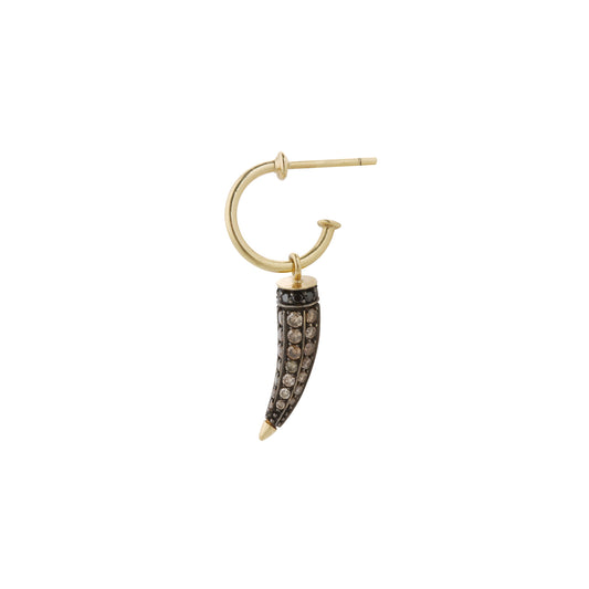 Horn Earring - Black & Brown Diamonds - Main Img